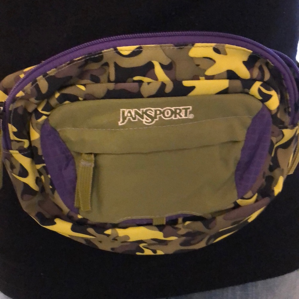 Jansport Olive Green Purple Yellow Camo Waist Bag